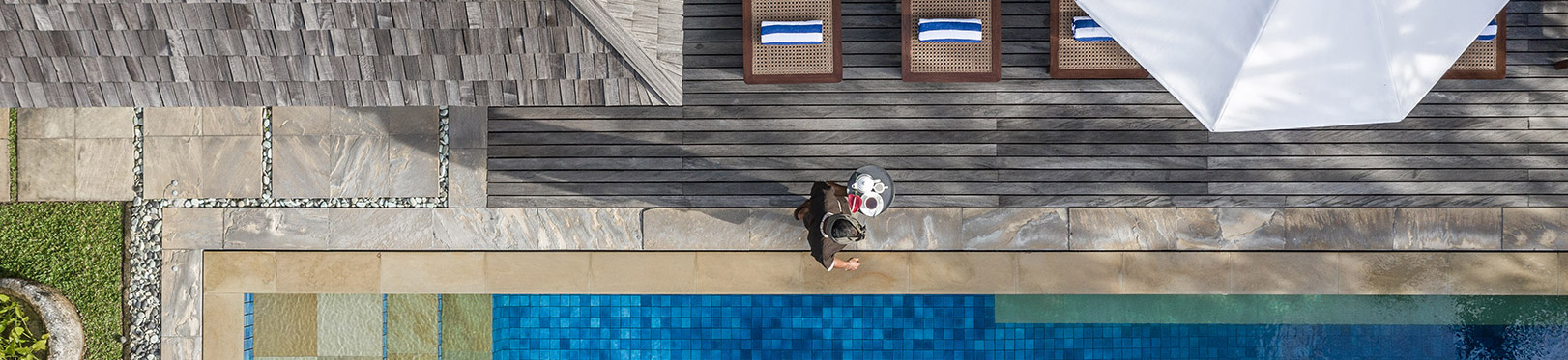 Villa Windu Sari - pool and staff-in-action